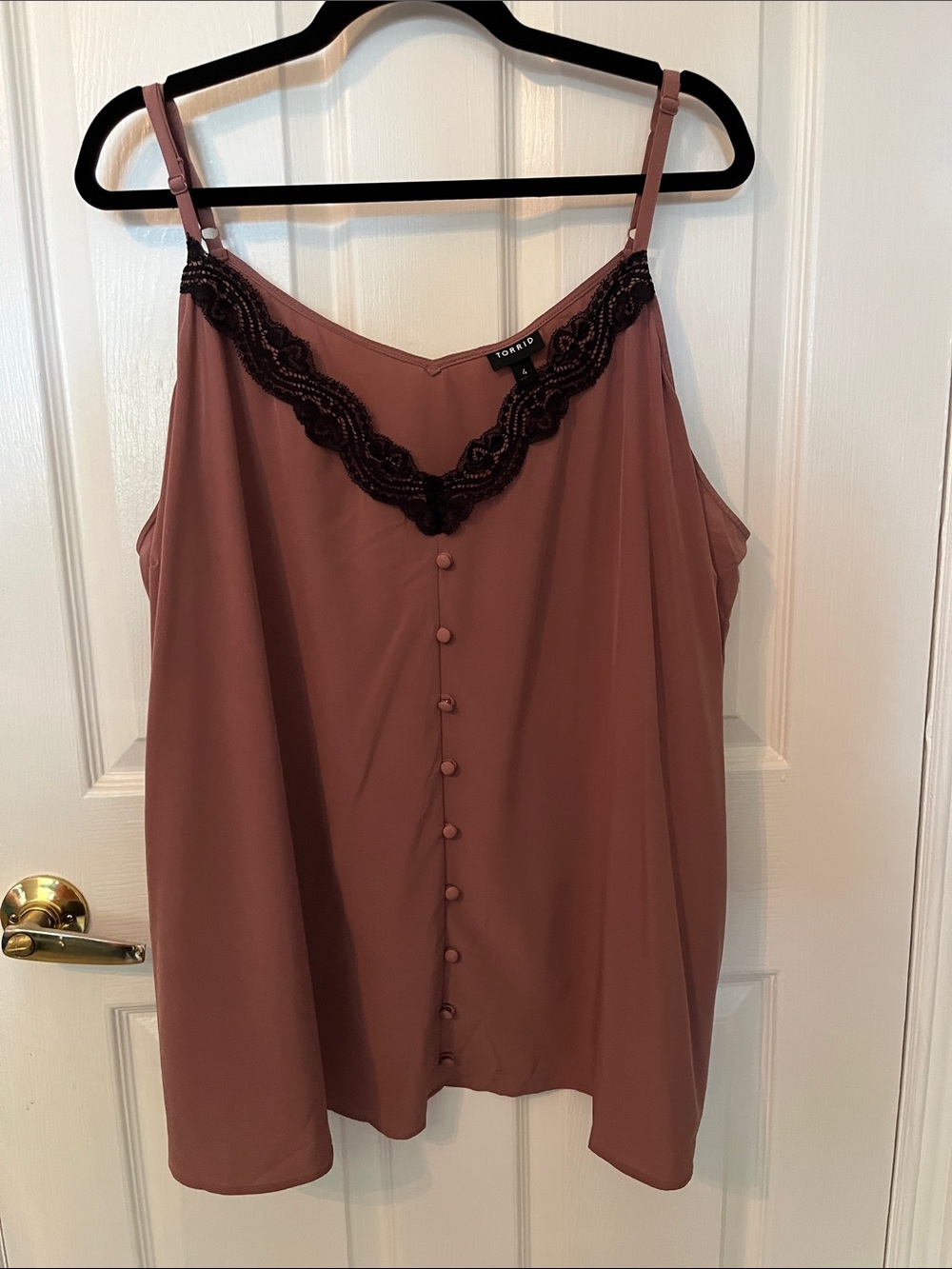 torrid Rose Dust Lace-Trim Button-Front Cami Top